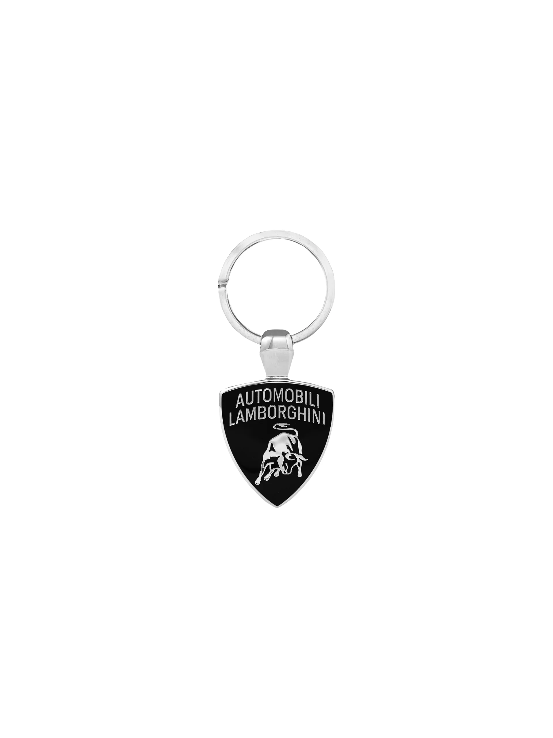 Shield logo keyring with silver finish
